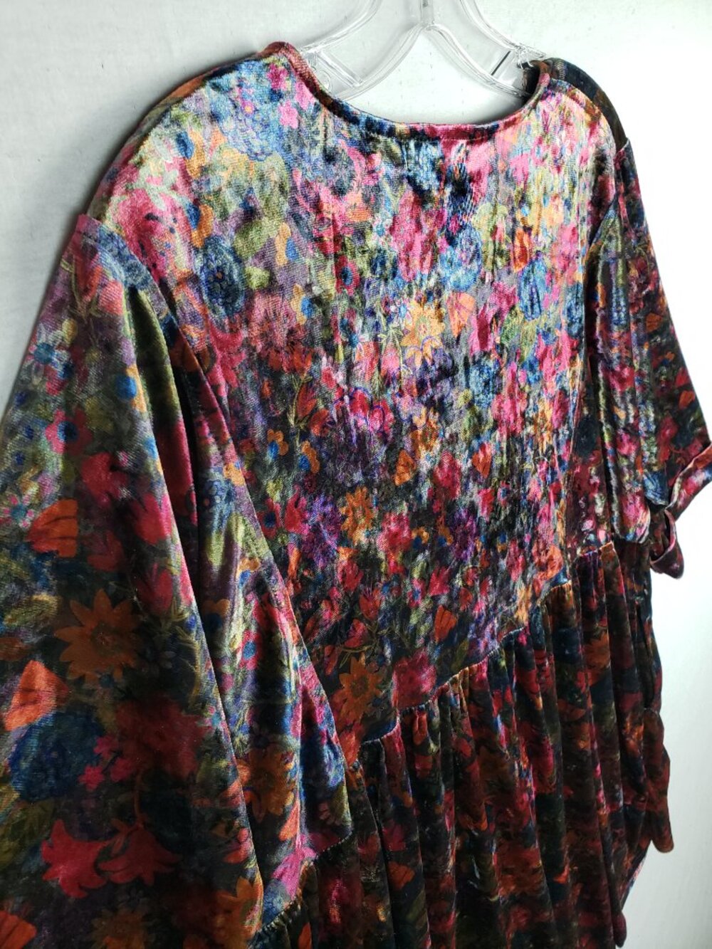 Natural Life Velvet Tunic Dress Empire Waist Abstract Floral Colorful size M - Picture 9 of 9